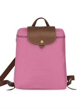 Longchamp Le Pliage Original Backpack pink brown leather